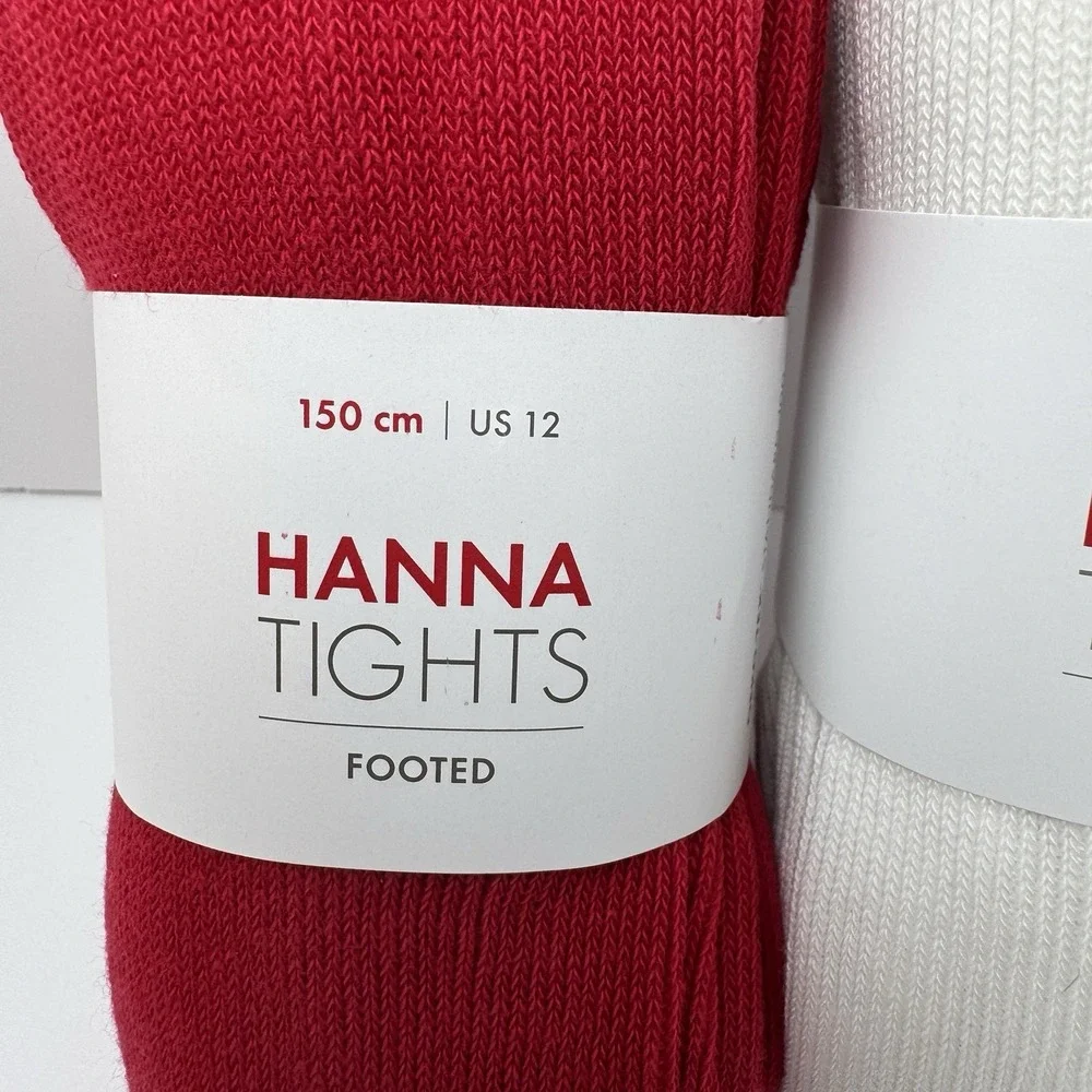Hanna Andersson Footed Tights Size 150/ US 12 Cotton Nylon 2 Pair NEW